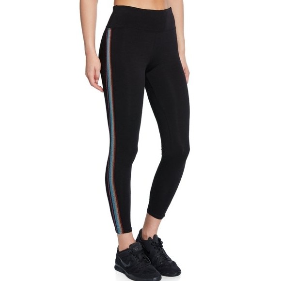 Betsey Johnson Rainbow Sparkle Cropped Leggings Black L